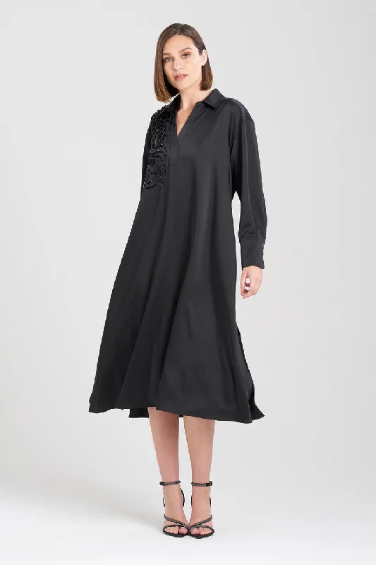 Floral print maxi dresses for summer garden parties Floral print maxi dresses for summer garden parties Luxe Charmeuse Embroidered Oversized Shirtdress