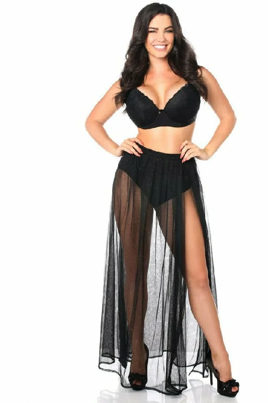 Maxi dresses with balloon sleeves for a vintage - inspired style Maxi dresses with balloon sleeves for a vintage - inspired style Black Sheer Glitter Maxi Skirt