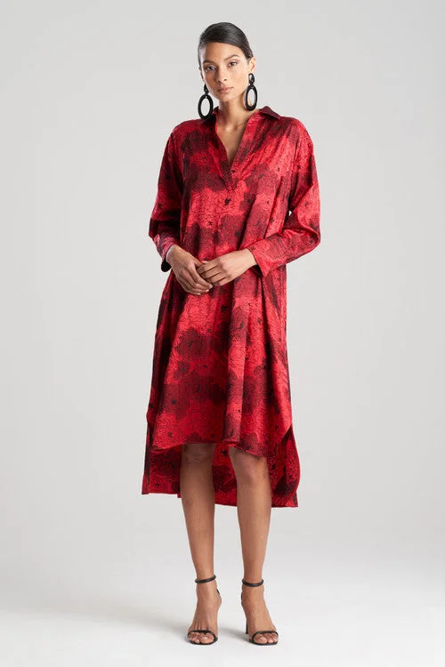 Maxi dresses with mesh panels for a sexy and trendy appearance Maxi dresses with mesh panels for a sexy and trendy appearance All Over Embroidered Silk Charm Oversized Shirtdress