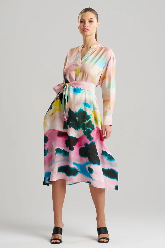 Maxi dresses with a wrap - around style for a customizable fit Maxi dresses with a wrap - around style for a customizable fit Akiko Printed Cotton Silk Twill Oversized Shirtdress