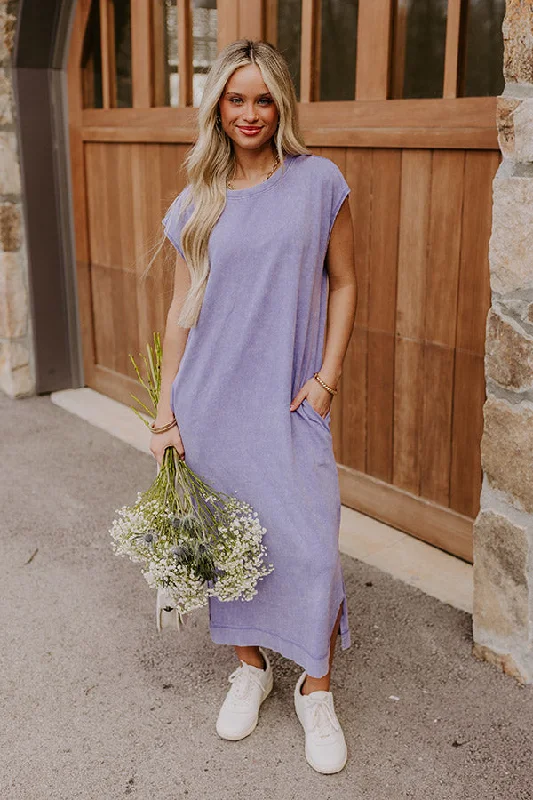 Midi dresses with halter necks for a stylish and comfortable option Beach Daydream Vintage Wash Midi Dress in Purple Midi dresses with halter necks for a stylish and comfortable option Beach Daydream Vintage Wash Midi Dress in Purple