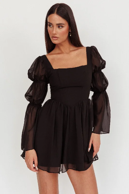 Mini dresses with belted waists for a defined silhouette Miya Long Sleeve Mini Dress Black Mini dresses with belted waists for a defined silhouette Miya Long Sleeve Mini Dress Black