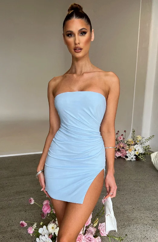 Mini dresses with off - the - shoulder styles Christiana Mini Dress - Baby Blue