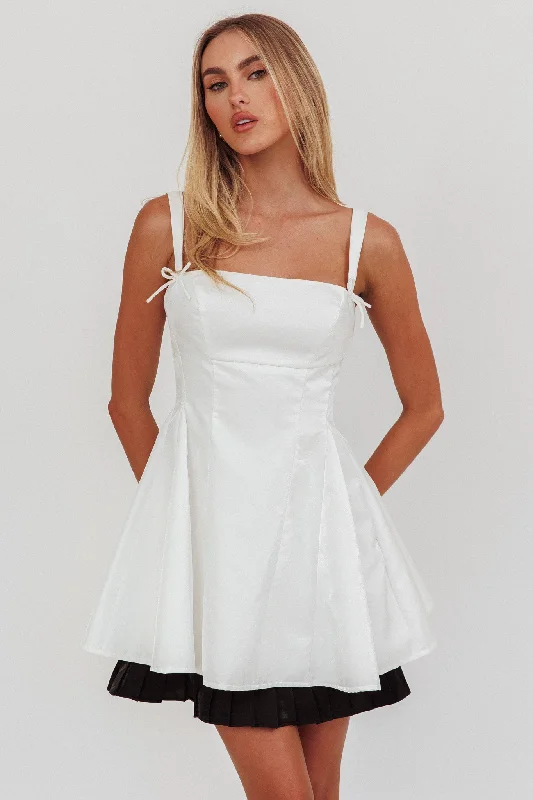 Linen mini dresses for a breathable summer option Night Rider Fit And Flare Mini Dress White Linen mini dresses for a breathable summer option Night Rider Fit And Flare Mini Dress White