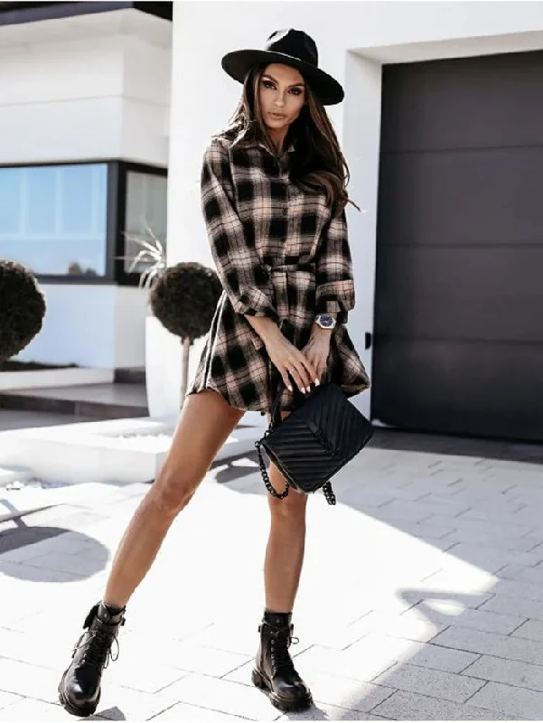 Mini dresses with abstract prints for an artistic look Leavenworth Cotton Pocketed Plaid Shirt Dress Mini dresses with abstract prints for an artistic look Leavenworth Cotton Pocketed Plaid Shirt Dress