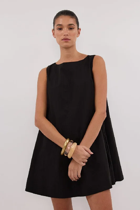 Satin mini dresses for a luxurious feel MAISIE BLACK POPLIN MINI DRESS