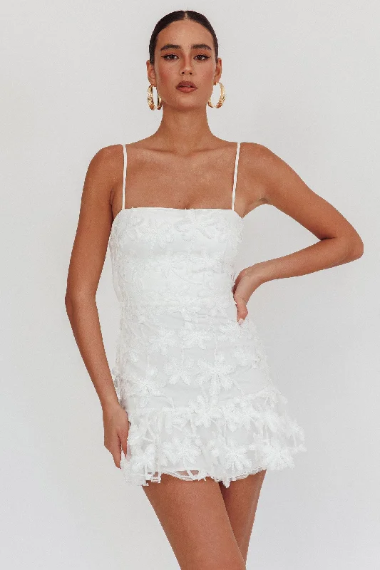 Mini dresses with patchwork designs for a unique style Dori Embellished Mini Dress Palm Tree White Mini dresses with patchwork designs for a unique style Dori Embellished Mini Dress Palm Tree White