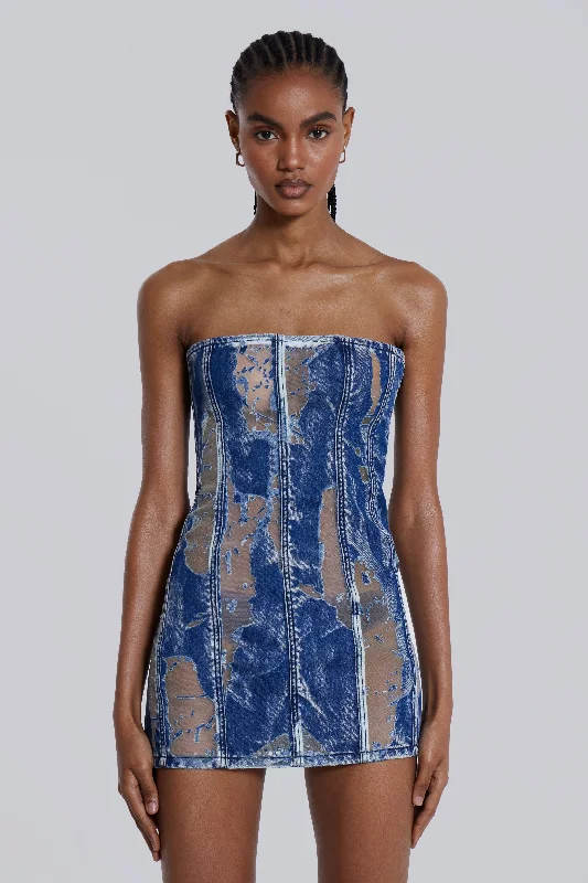 Mini dresses with tiered skirts for added volume Zion Denim Corset Mini Dress