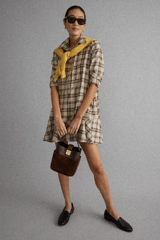 Midi dresses with sheer panels for a touch of allure Brown Plaid Callahan Shirt Dress Midi dresses with sheer panels for a touch of allure Brown Plaid Callahan Shirt Dress