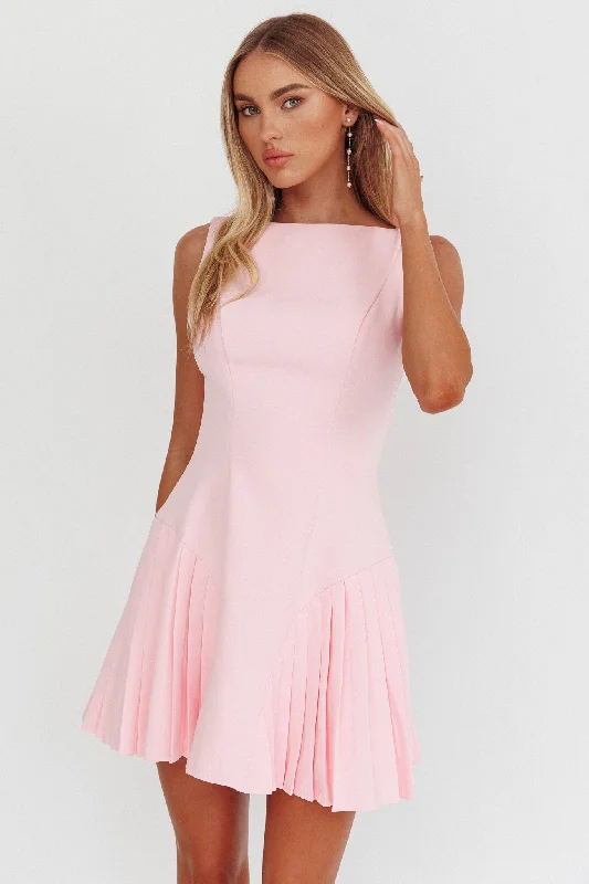 Velvet mini dresses for autumn weddings Opulent Accordion Pleat Mini Dress Pink