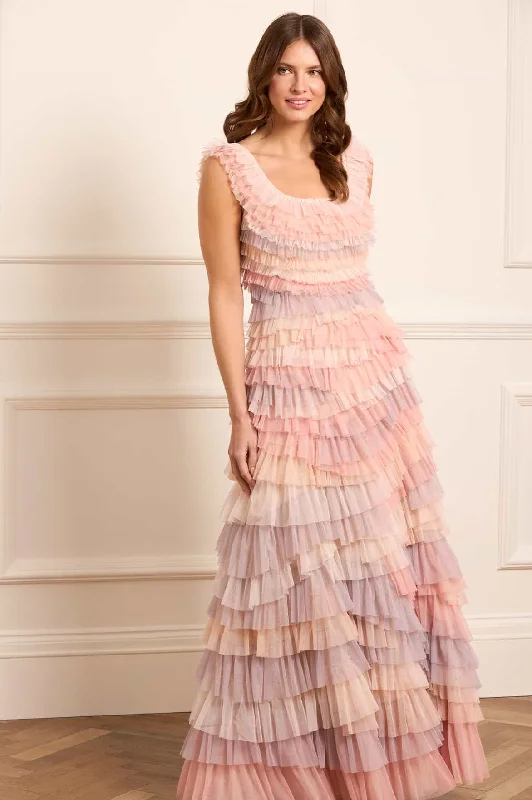 Midi dresses with embroidered accents for a unique and detailed design Petra Ruffle Gown Midi dresses with embroidered accents for a unique and detailed design Petra Ruffle Gown