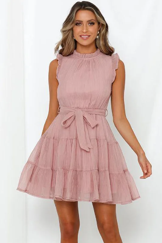 Mini dresses with puff sleeves for a vintage look Life And Soul Satin Halter Dress - Soft Pink Mini dresses with puff sleeves for a vintage look Life And Soul Satin Halter Dress - Soft Pink