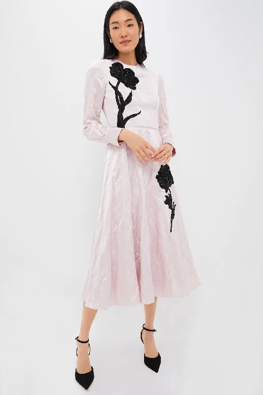 Midi dresses with mesh inserts for a trendy and breathable option Pink Long Sleeve Aline Embellished Midi Dress Midi dresses with mesh inserts for a trendy and breathable option Pink Long Sleeve Aline Embellished Midi Dress