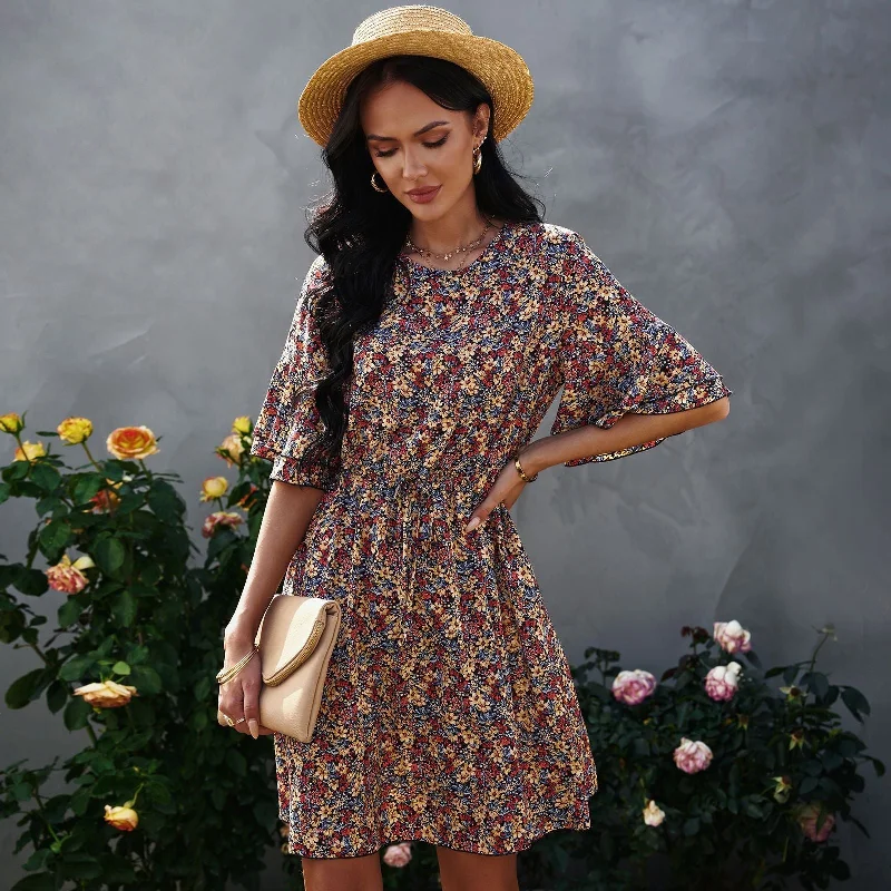 Mini dresses with polka dot patterns Lainie Floral Tie Dress