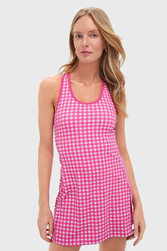 Midi dresses with puff sleeves for a vintage - inspired look Gingham Sleeveless Dry Wick Tennis Dress Midi dresses with puff sleeves for a vintage - inspired look Gingham Sleeveless Dry Wick Tennis Dress