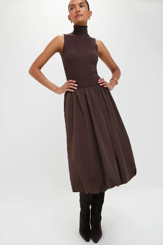 Midi dresses with halter necks for a stylish and comfortable option Espresso Giovanna Mixed Media Midi Dress Midi dresses with halter necks for a stylish and comfortable option Espresso Giovanna Mixed Media Midi Dress