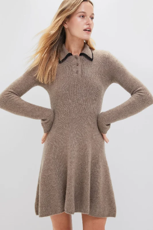 Midi dresses with ruffled hems for a romantic date night Mushroom and Black Dujour Dress Midi dresses with ruffled hems for a romantic date night Mushroom and Black Dujour Dress