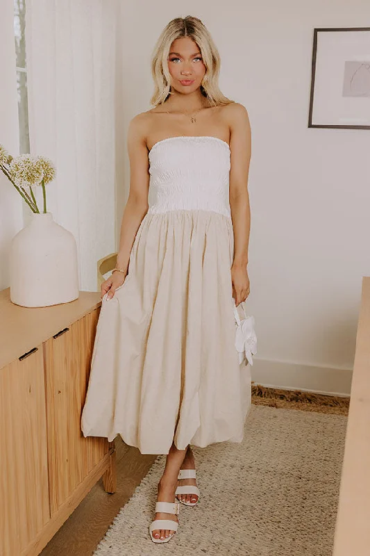 Midi dresses with off - the - shoulder necklines for a flirty look Coastal Cove Linen Midi Dress in White Midi dresses with off - the - shoulder necklines for a flirty look Coastal Cove Linen Midi Dress in White
