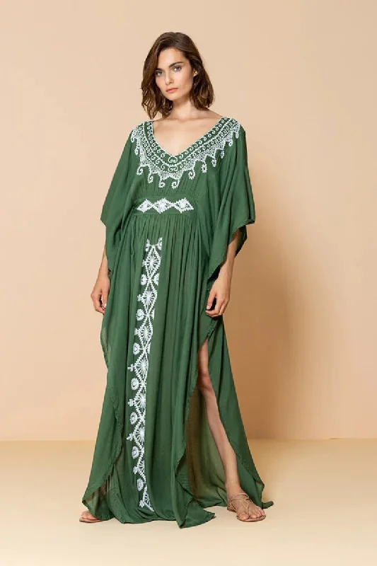 Mini dresses with V - necklines for a flattering shape Lorelei Embroidered Kimono Cover-Up Dress Mini dresses with V - necklines for a flattering shape Lorelei Embroidered Kimono Cover-Up Dress