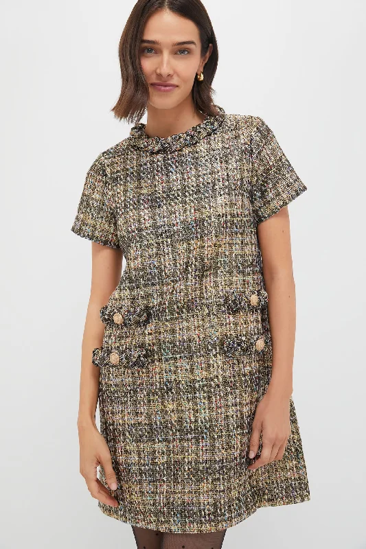 Midi dresses with ruffled hems for a romantic date night Multicolor Shimmer Tweed Jackie Dress Midi dresses with ruffled hems for a romantic date night Multicolor Shimmer Tweed Jackie Dress