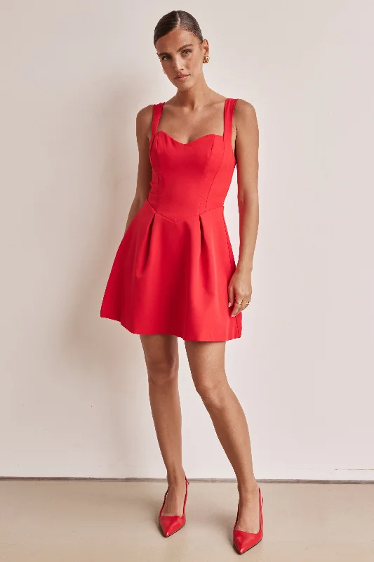 Mini dresses with mesh panels for a sexy and trendy look Brodie Mini Dress (Red)