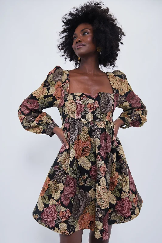 Midi dresses with side slits for a sexy and elegant appearance Chocolate Multi Fleur Dress Midi dresses with side slits for a sexy and elegant appearance Chocolate Multi Fleur Dress