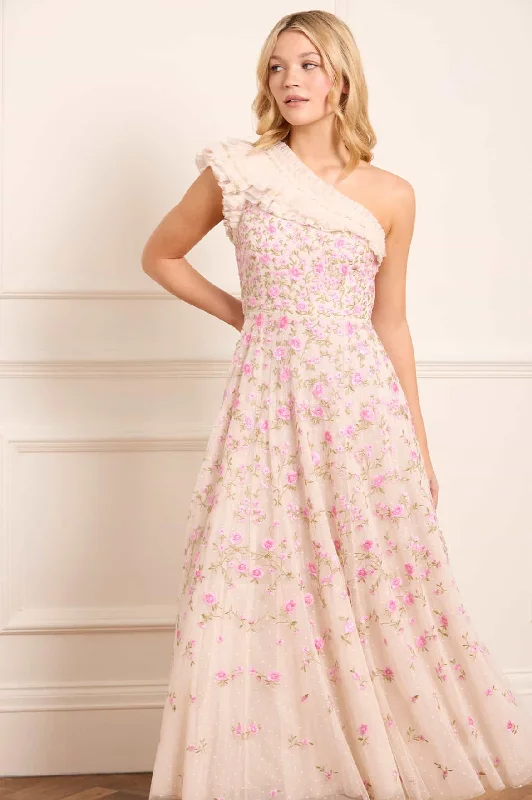 Midi dresses with denim fabric for a casual yet stylish day out Lea Ditsy One-Shoulder Ankle Gown Midi dresses with denim fabric for a casual yet stylish day out Lea Ditsy One-Shoulder Ankle Gown