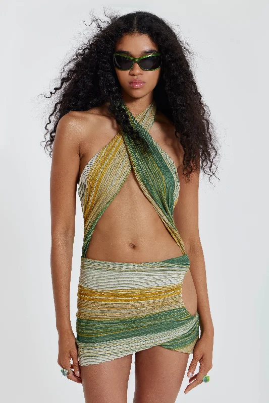 Linen mini dresses for a breathable summer option Avani Halterneck Wrap Over Mini Dress Linen mini dresses for a breathable summer option Avani Halterneck Wrap Over Mini Dress