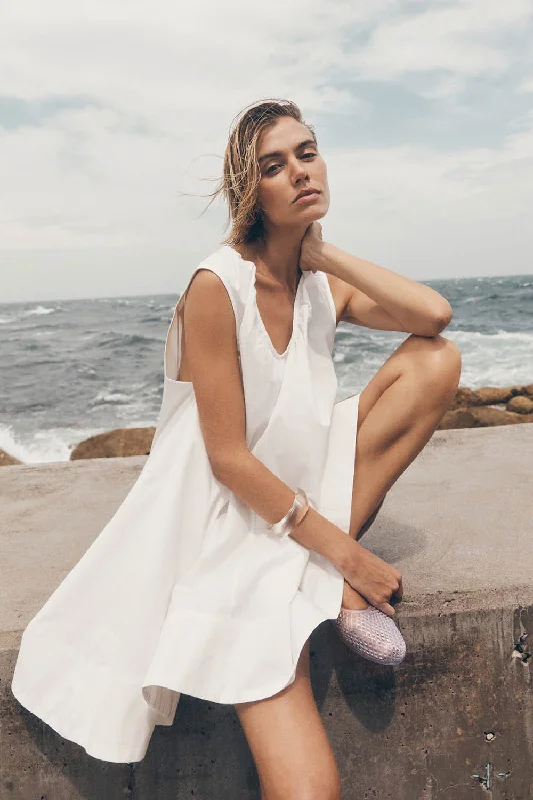Mini dresses with off - the - shoulder styles GABBY WHITE COTTON MINI DRESS