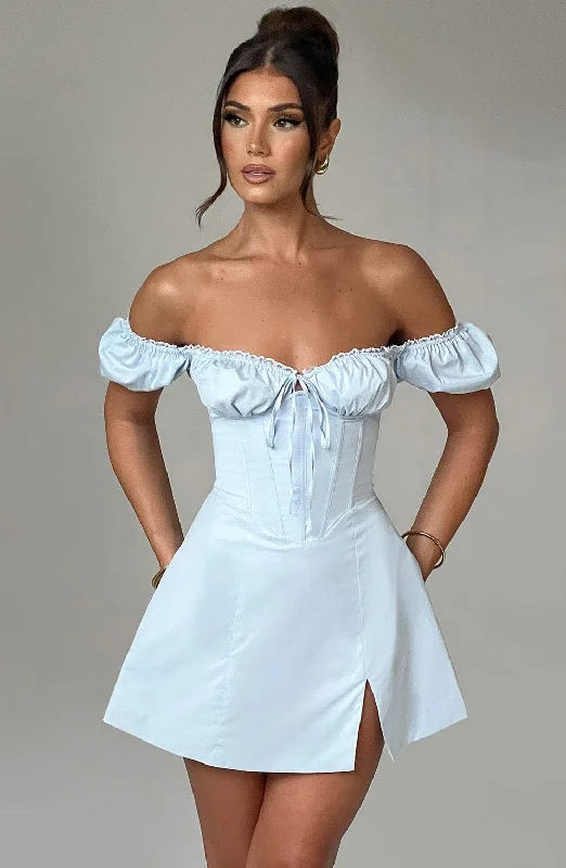 Velvet mini dresses for autumn weddings Caitlyn Mini Dress - Blue