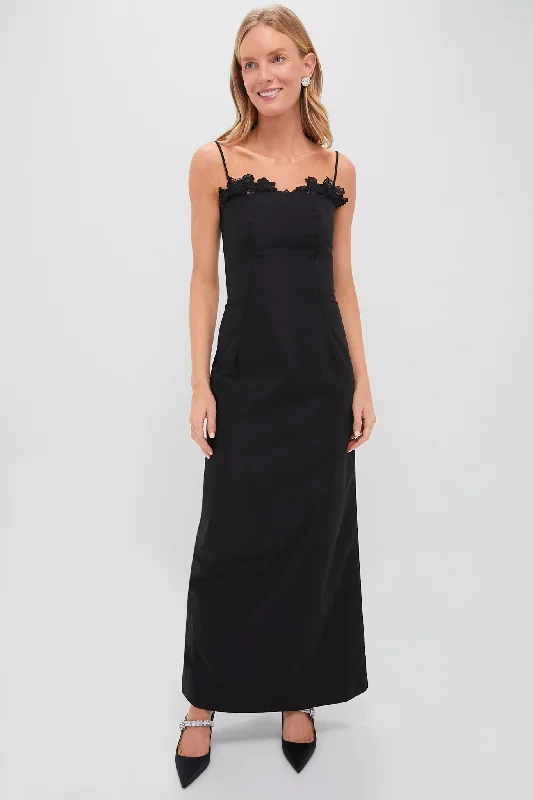 Midi dresses with button - down skirts for a unique and functional design Black Twill Sofia Maxi Dress Midi dresses with button - down skirts for a unique and functional design Black Twill Sofia Maxi Dress