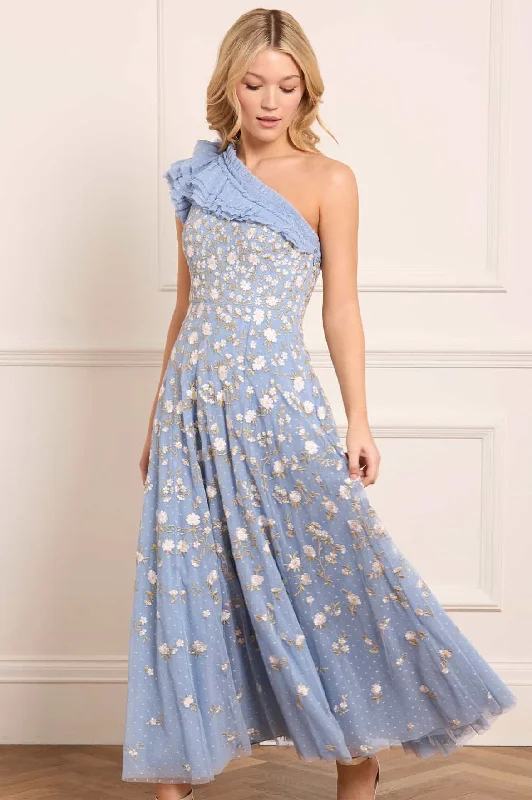 Midi dresses with gathered skirts for a full and flowing silhouette Lea Ditsy One-Shoulder Ankle Gown Midi dresses with gathered skirts for a full and flowing silhouette Lea Ditsy One-Shoulder Ankle Gown
