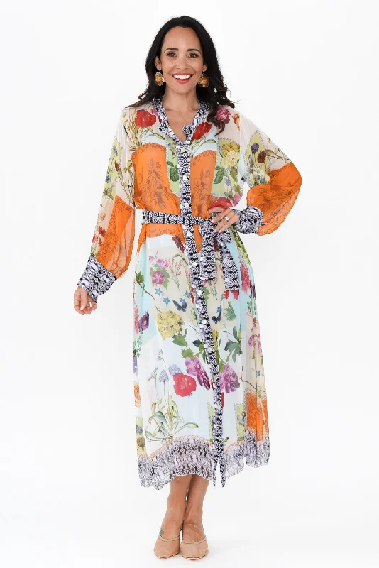 Midi dresses with denim fabric for a casual yet stylish day out Winslet Cream Floral Shirt Tie Dress Midi dresses with denim fabric for a casual yet stylish day out Winslet Cream Floral Shirt Tie Dress