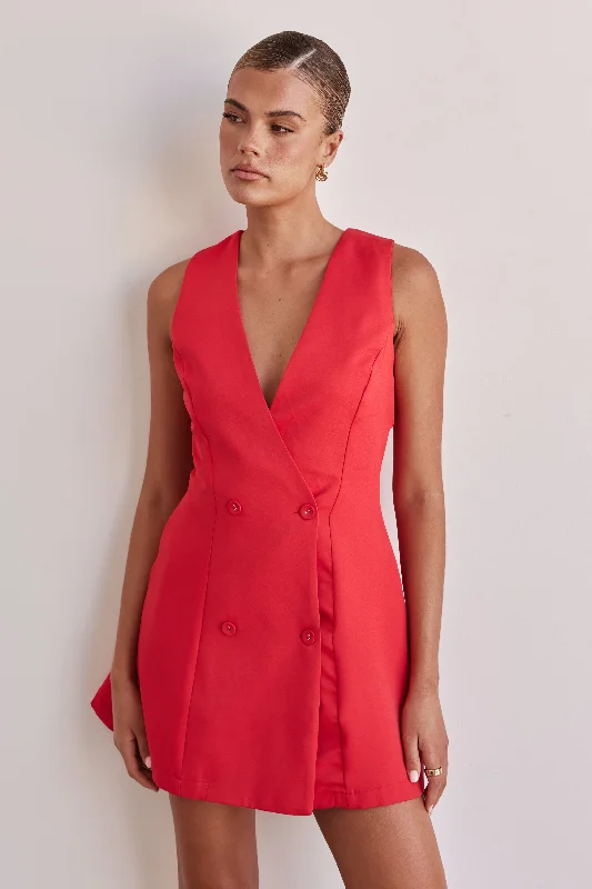 Linen mini dresses for a breathable summer option Isobel Mini Dress (Red)