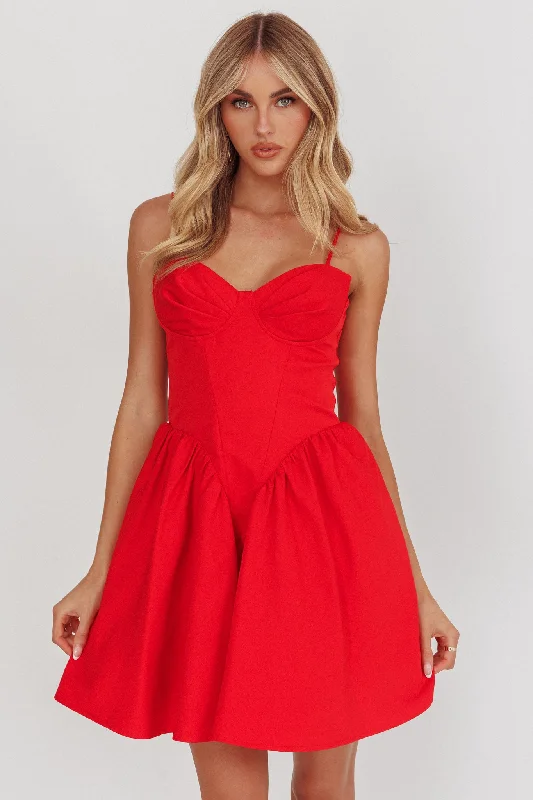 Mini dresses with polka dot patterns Star Signs Lace-Up Back Mini Dress Red