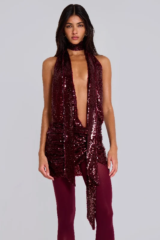 Mini dresses with V - necklines for a flattering shape Supernova Sequin Mini Dress