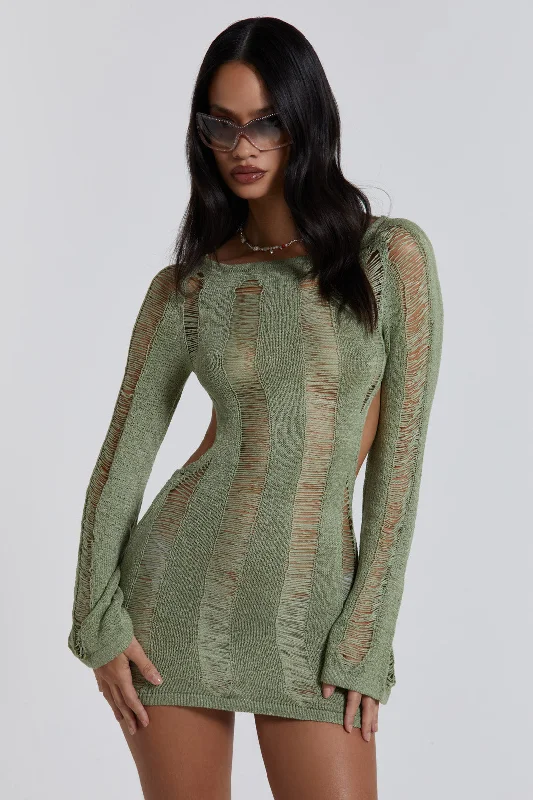 Mini dresses with pocket details for added functionality Khaki Umbra Mini Dress