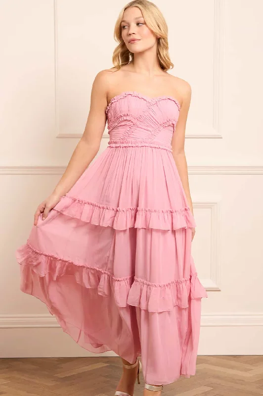 Midi dresses with one - shoulder designs for a modern and asymmetric style Isabel Chiffon Strapless Ankle Gown Midi dresses with one - shoulder designs for a modern and asymmetric style Isabel Chiffon Strapless Ankle Gown