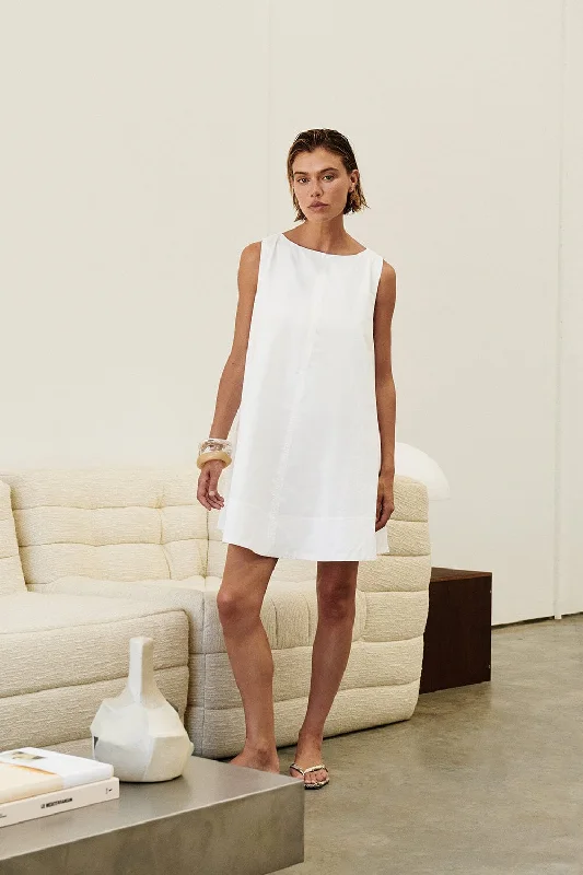 Metallic mini dresses for a glamorous event MAISIE WHITE POPLIN MINI DRESS