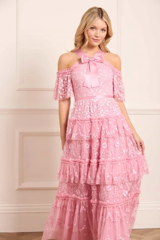 Sheath midi dresses with beaded embellishments for a formal occasion Primrose Gown