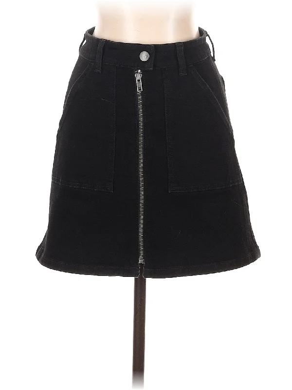 Denim skirts with leather jackets for an edgy outfitDenim Skirt