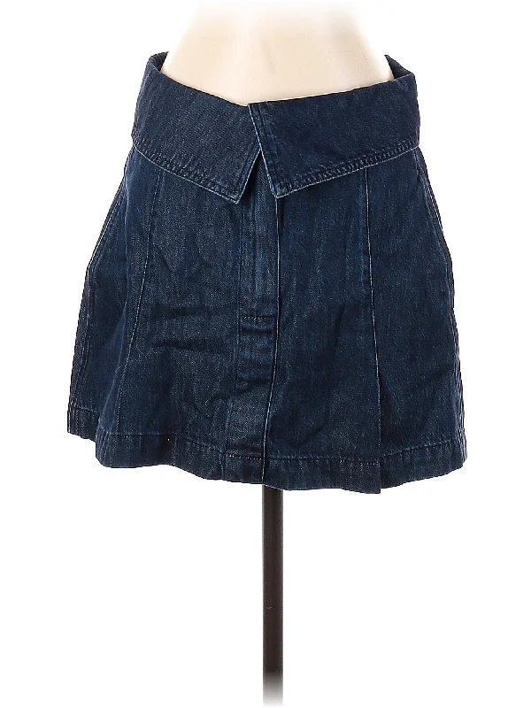 Plus Size Women's Denim Shorts with a Button - Fly in Dark Indigo for a Durable and Timeless StyleDenim Skirt