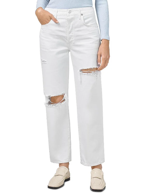 Button - fly women jeans with a traditional touchEmery Womens High Rise Distressed Cropped Jeans Button - fly women jeans with a traditional touchEmery Womens High Rise Distressed Cropped Jeans