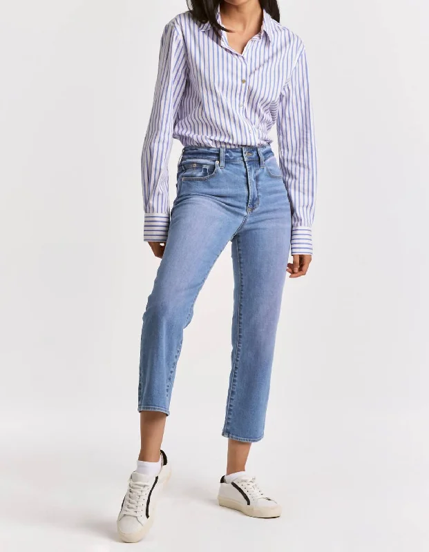 Colored women jeans in vibrant hues like red and yellowFrankie High Rise Cropped Straight Jeans In Balboa Island