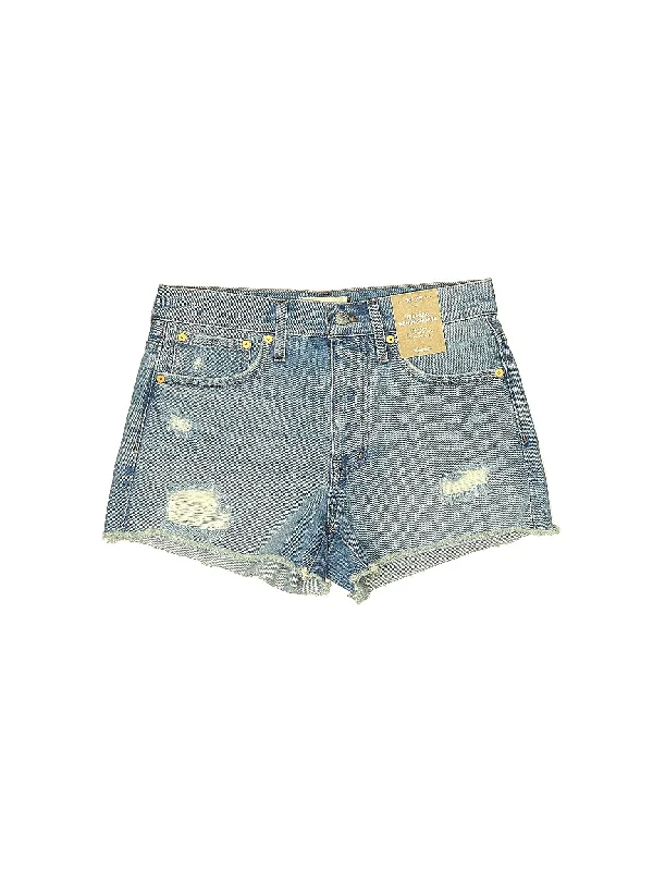 Women's Printed Tropical Patterned Shorts in Turquoise for a Beachy and Fun LookHigh-Rise Denim Shorts in Medium Wash