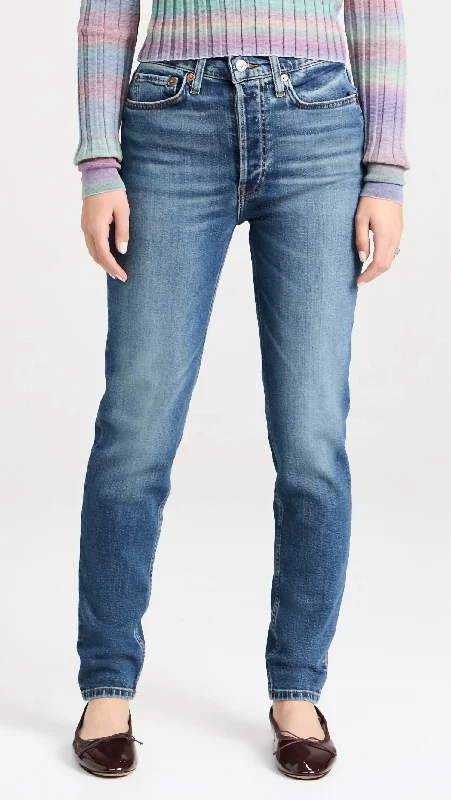 Distressed women jeans for a trendy and edgy lookHigh Rise Skinny Jeans In Azzurro