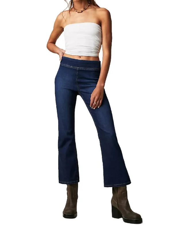 Plus - size women jeans for a comfortable and stylish fitIn My Feelings Cropped Slim Flare Jeans In Blue Plus - size women jeans for a comfortable and stylish fitIn My Feelings Cropped Slim Flare Jeans In Blue
