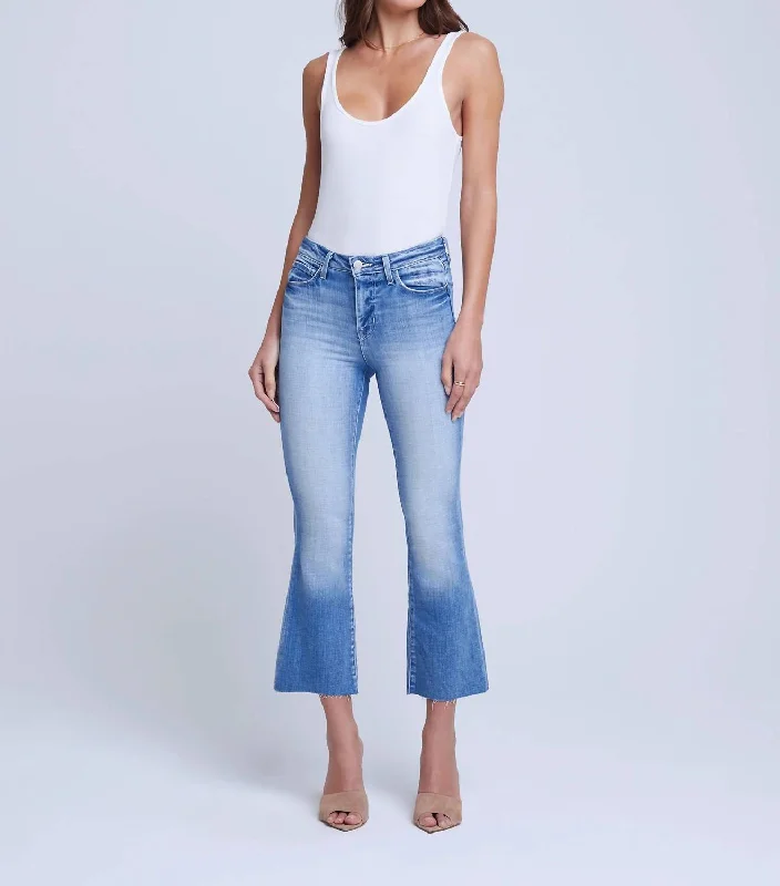 Distressed women jeans for a trendy and edgy lookKendra High-Rise Cropped Flare Jeans In Balboa Distressed women jeans for a trendy and edgy lookKendra High-Rise Cropped Flare Jeans In Balboa
