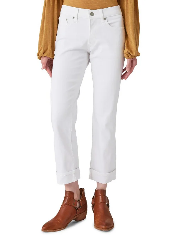 Button - fly women jeans with a traditional touchSweet Womens Mid-Rise Stretch Cropped Jeans Button - fly women jeans with a traditional touchSweet Womens Mid-Rise Stretch Cropped Jeans