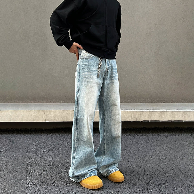 Wide - leg women jeans for a modern and relaxed vibeWashed Blue Wide-Leg Jeans